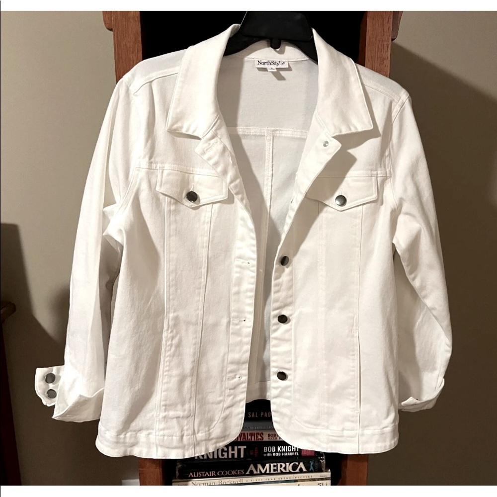 Ladies Size Large White Denim Jacket by NorthStyle